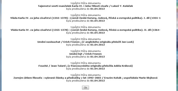 Hromadné prodloužení výpůjční lhůty