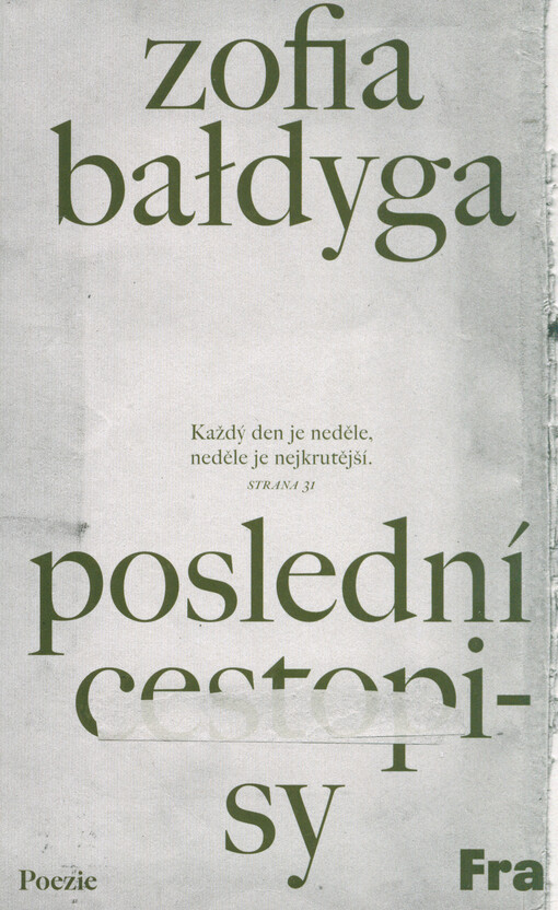 Poslední cestopisy / Zofia Bałdyga - obálka knihy
